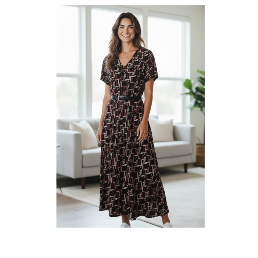 Jones New York Geometric Patterned Maxi Dress